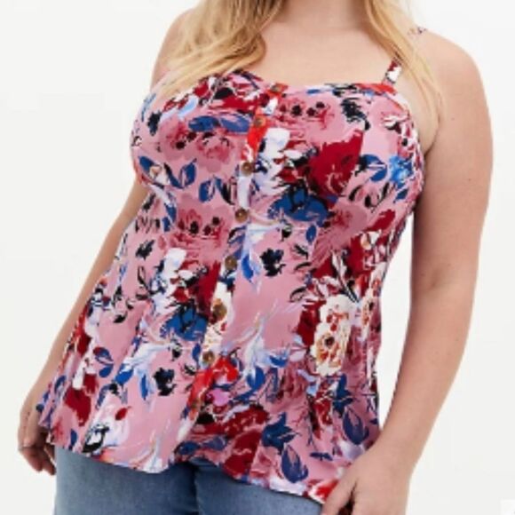 Torrid Floral Stretch Challis Fit & Flare Cami - Picture 1 of 11